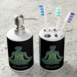 Namaste Personalized Soap Dispenser And Toothbrush Holder